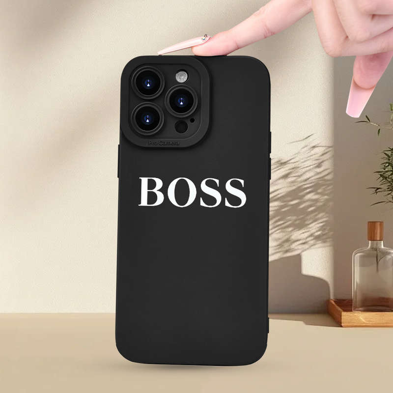 1Pc Black For iPhone XS Max BOSS Pattern Phone Case