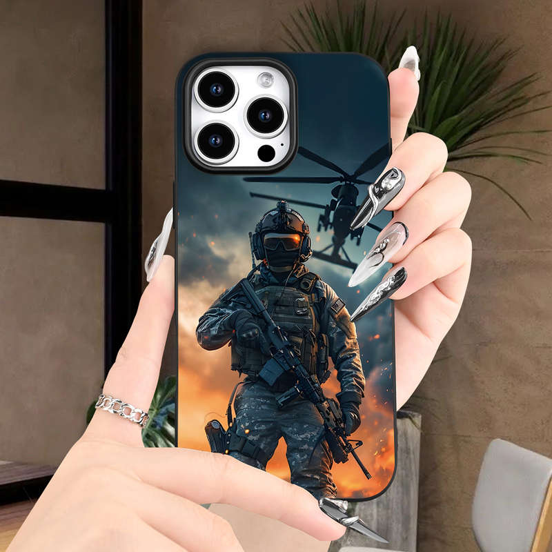 1Pc Black For iPhone 15 Pro Max Ultra Cool Patterns Phone Case