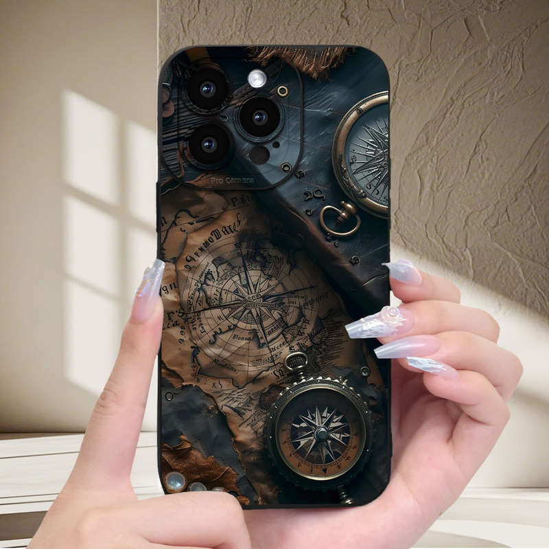 1Pc Black For iPhone XS Max Vintage Nautical Pattern Phone Case