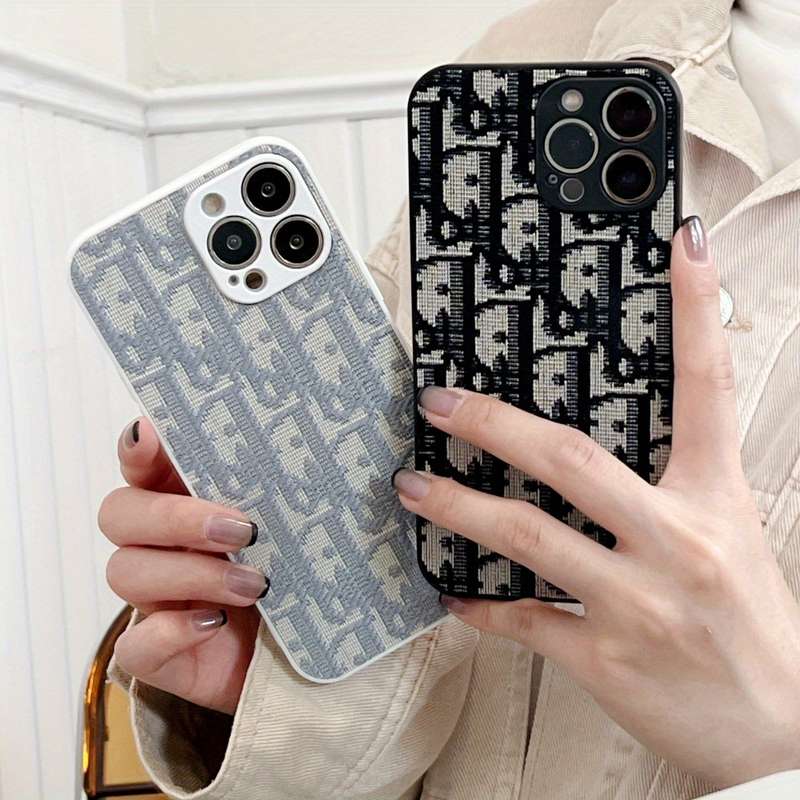 1Pc White For iPhone 12 Pro Max Premium Embroidered Phone Case