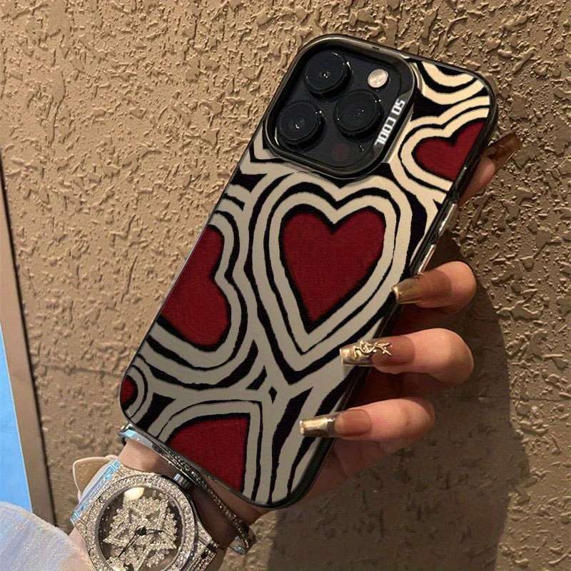 1Pc Black For iPhone 7 8 SE2 SE3 Laser Striped Heart Phone Case