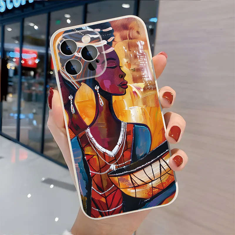 1Pc Black For iPhone 12 Pro Max African Women Portrait Phone Case