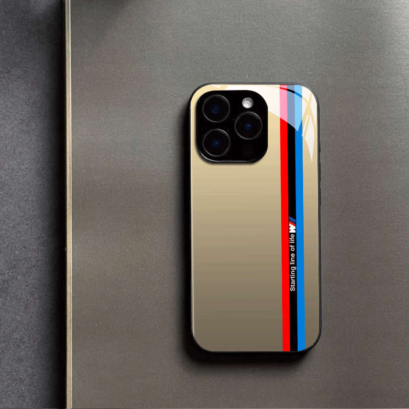 1Pc Black For iPhone 12 Pro Dynamic Track Tempered Phone Case