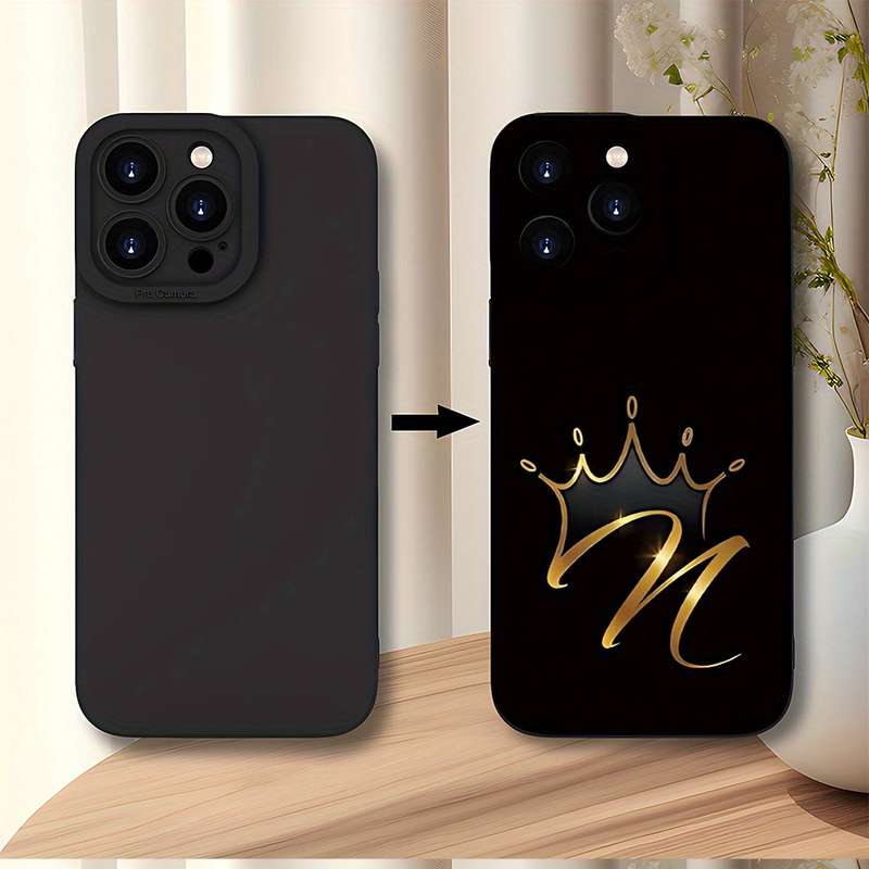 1Pc Black For iPhone X XS Golden Crown Design Phone Case