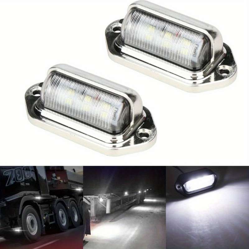 2PCS Xenon White LED License Plate Light 12V-24V DC 6-SMD Lamp For Truck SUV Van RV