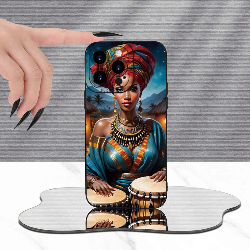 1Pc Black For iPhone XR African Girl Phone Case