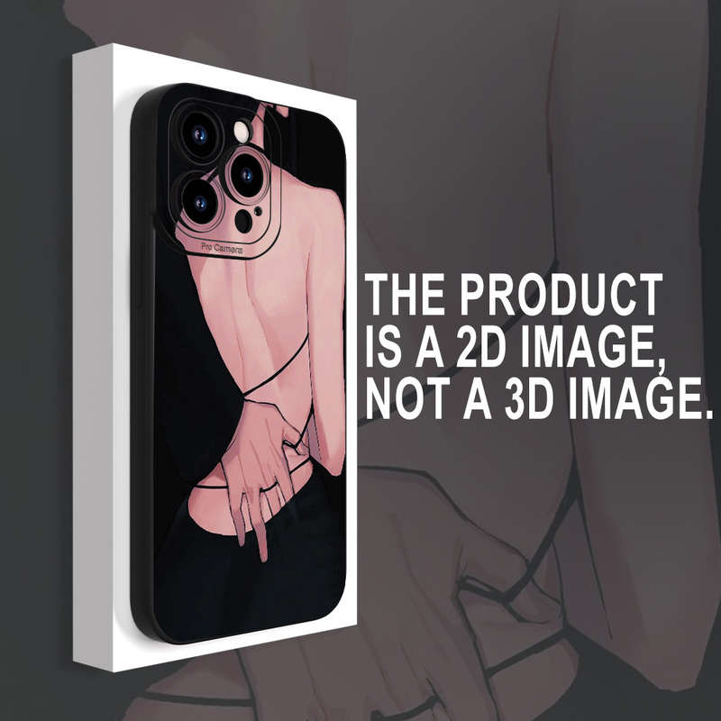 1Pc Black For iPhone XR Back View Pattern Phone Case