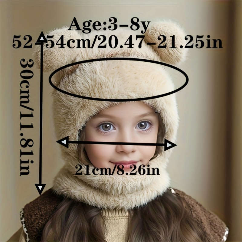 Winter Hat Applicable People Double Ball Plush Hat Scarf Mask Body Suit Hat   Beige