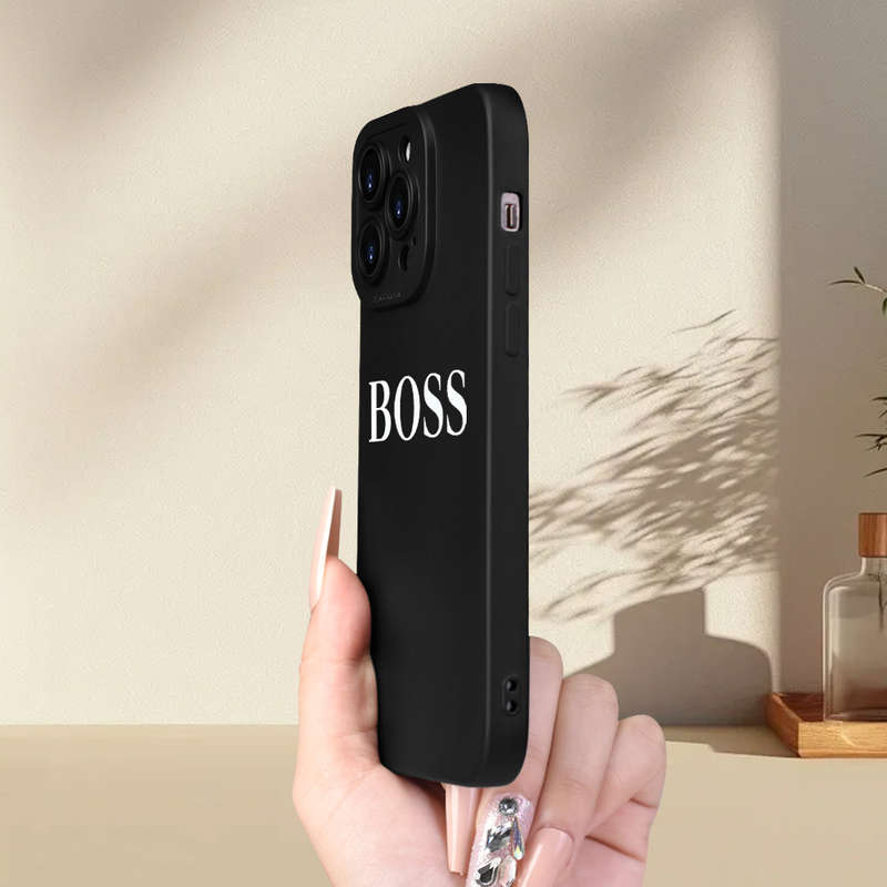 1Pc Black For iPhone XS Max BOSS Pattern Phone Case