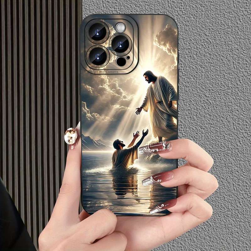 1Pc Black For iPhone 13 Pro Max Jesus Designed Phone Case