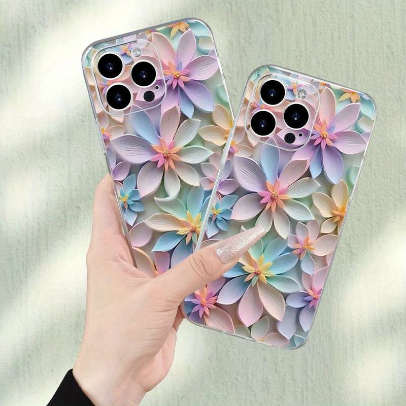 1Pc Transparent For iPhone 7 8 SE2 SE3 Beautiful Flower Phone Case