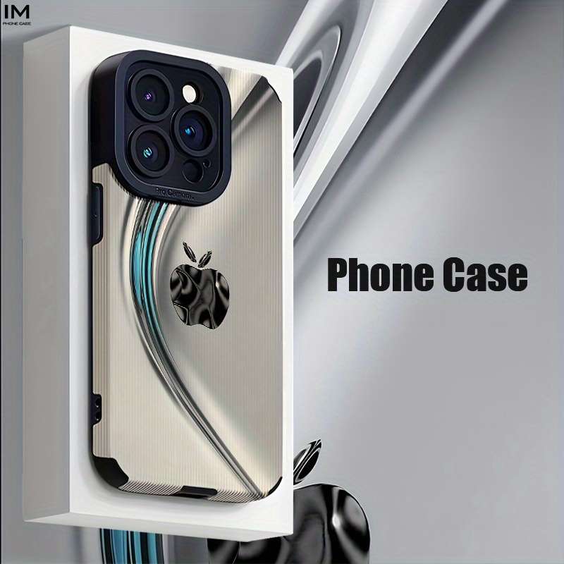 1Pc Black For iPhone 15 Pro Max Apple Logo Design Phone Case