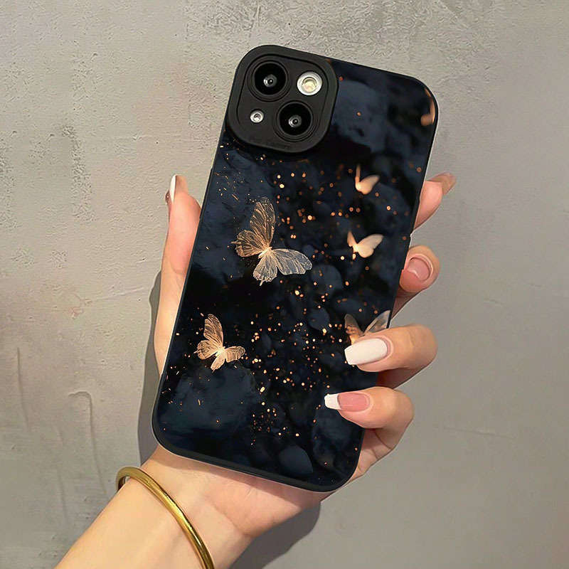 1Pc Black For iPhone 13 Exquisite Butterfly Phone Case