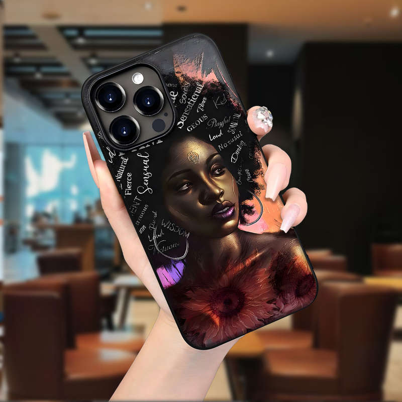 1Pc Black For iPhone X XS African Queen Printed Phone Case
