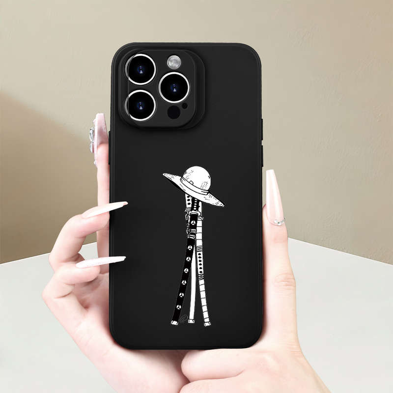 1Pc Black For iPhone 12 Weapons And Straw Hat Phone Case