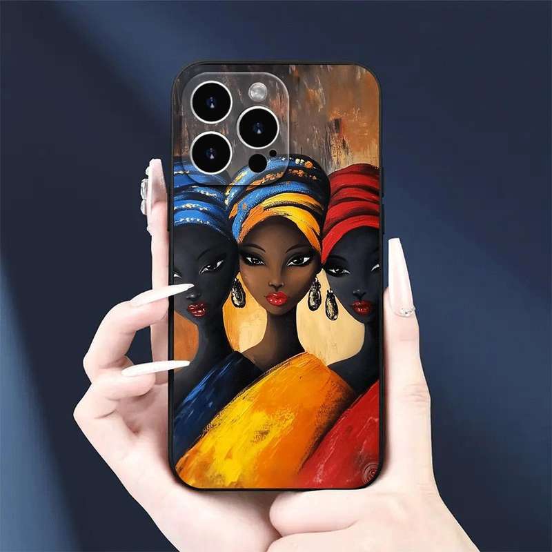 1Pc Black For iPhone 13 African Designed Phone Case
