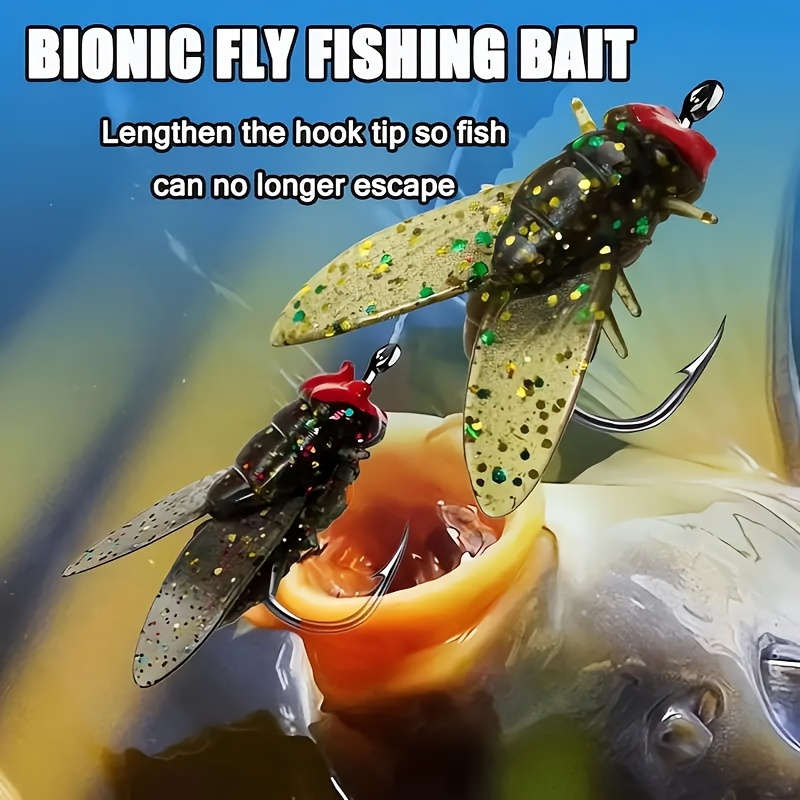10pcs Bionic Fly Fishing Bait with Wings High-Quality PVC Popper Lures Artificial Insect Bai