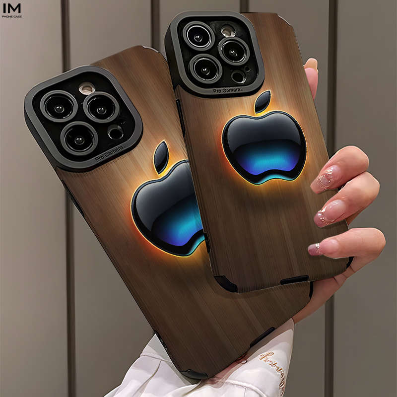 1Pc Black For iPhone 12 Pro Max Apple Logo Glow Pattern Phone Case