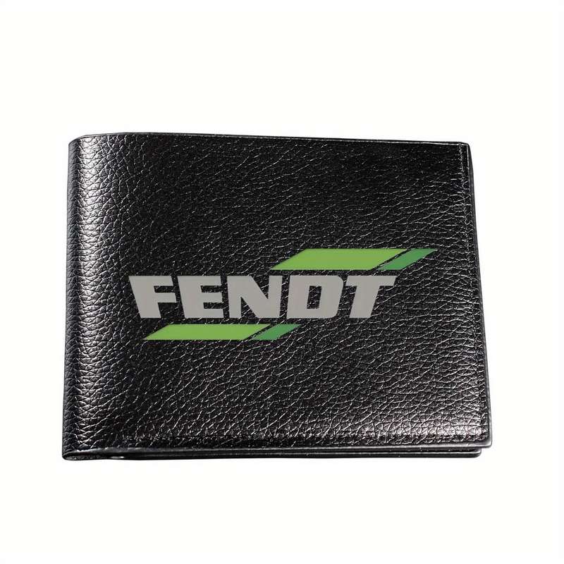 1pc Fendt Men's Faux Leather Bifold WalletBlack Crocodile Texture with Green Logo Multi-Card Sl