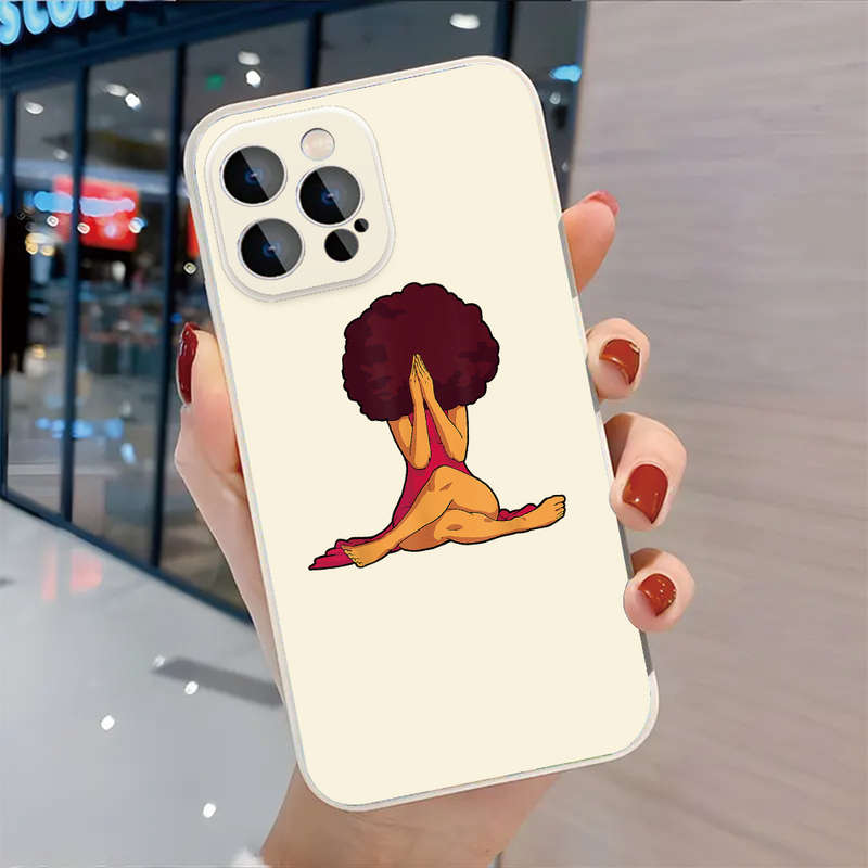 1Pc Ivory White For iPhone 14 Plus Hidden Emotions Pattern Phone Case
