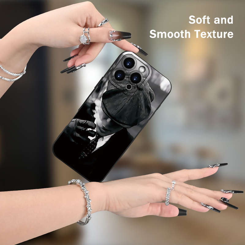 1Pc Black For iPhone 14 Plus Gangster Themed Design Phone Case