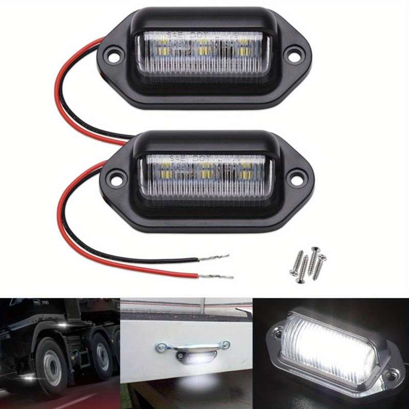 2PCS Xenon White LED License Plate Light 12V-24V DC 6-SMD Lamp For Truck SUV Van RV