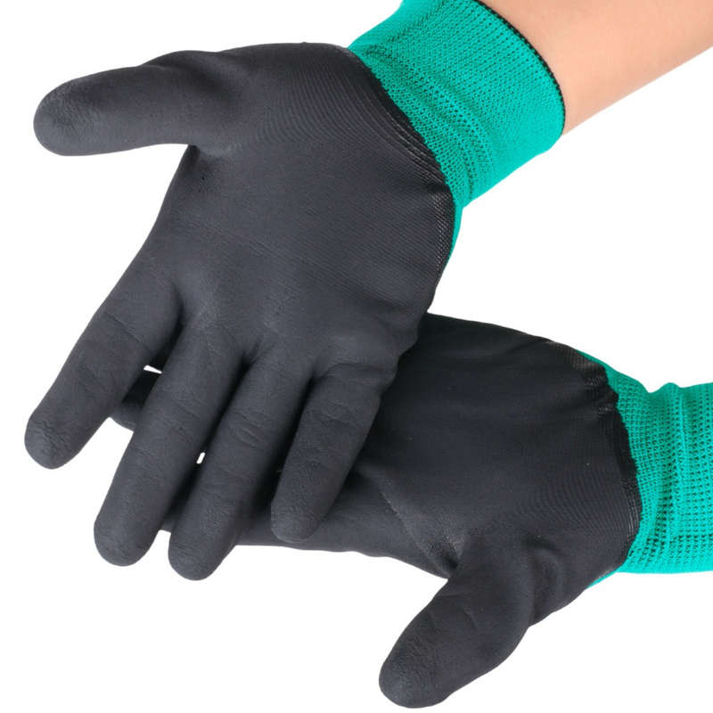 Work Gloves Color Thickened Coating   Green Size 2Pcs 1Pair