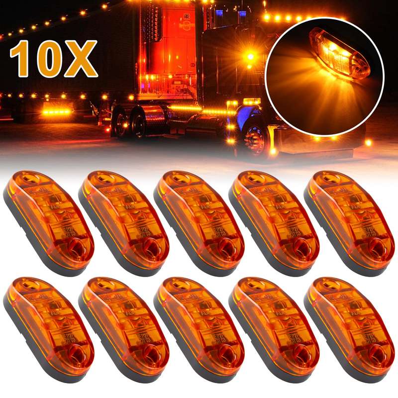 10pcs Amber LED Marker Lights for Trucks RVs & Trailers Amber Front & Side Indicat