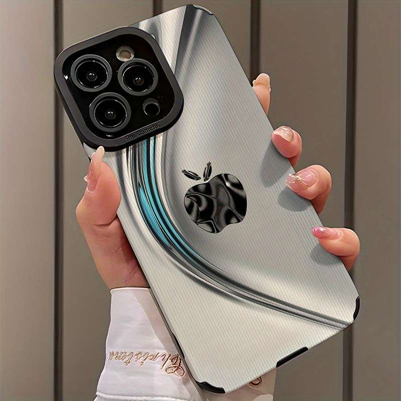1Pc Black For iPhone 15 Pro Max Apple Logo Design Phone Case