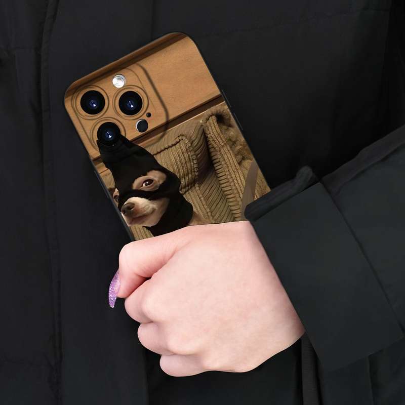 1Pc Mixed Color  For iPhone 15 Pet Puppy Head Cover Phone Case
