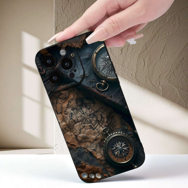 1Pc Black For iPhone XS Max Vintage Nautical Pattern Phone Case