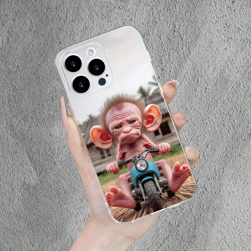 1Pc Transparent For iPhone XR Funny Cute Monkey Phone Case