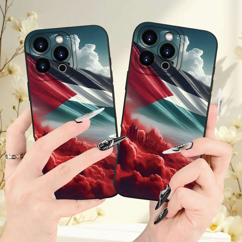 1Pc Black For iPhone XS Max Flag Pattern Phone Case
