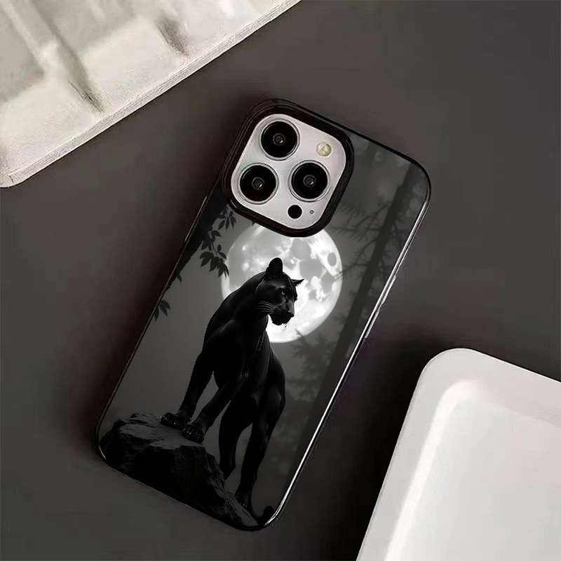 1Pc Black For iPhone 15 Plus Forest Black Panther Phone Case