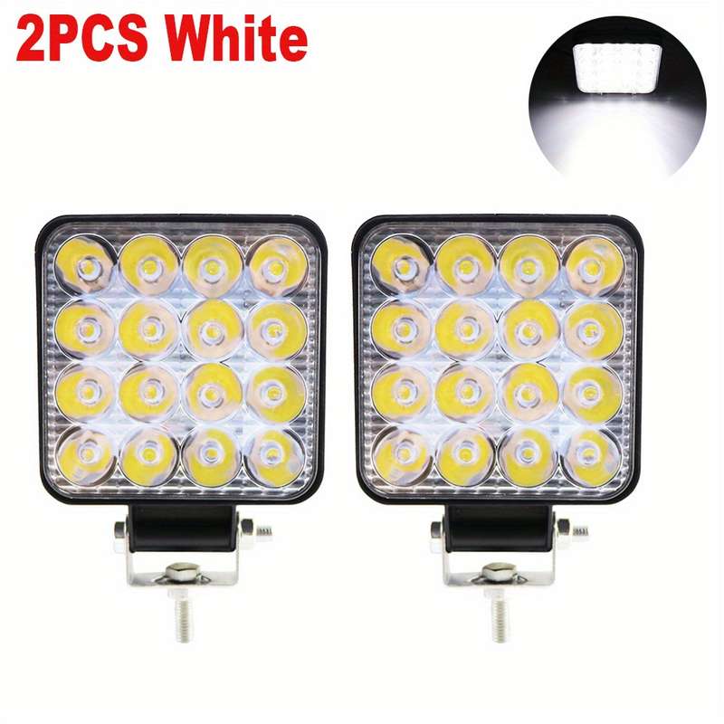 2pcs 16 LED Work Light Bar for Off-Road SUV Tractor & 4WD Truck 8.38cm High-Intens