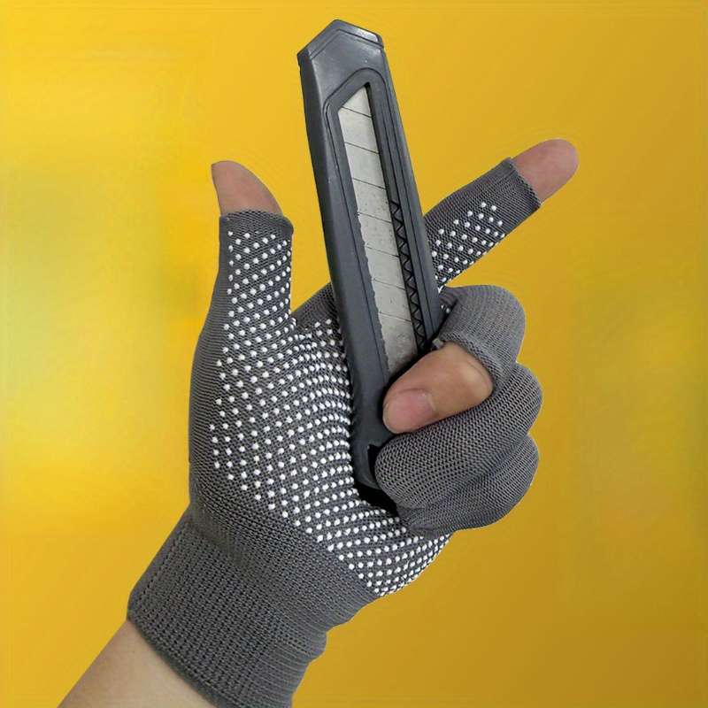 Work Gloves Color Gray Dew 5 Finger Dot Bead Nylon Gloves
