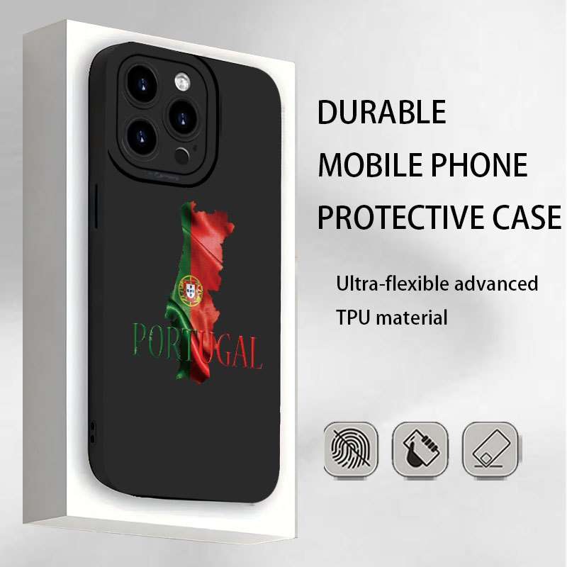 1Pc Black For iPhone XS Max Portuguese Flag Design Phone Case