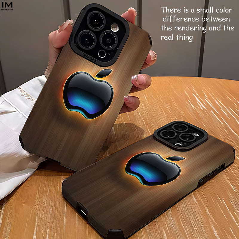 1Pc Black For iPhone 12 Pro Max Apple Logo Glow Pattern Phone Case