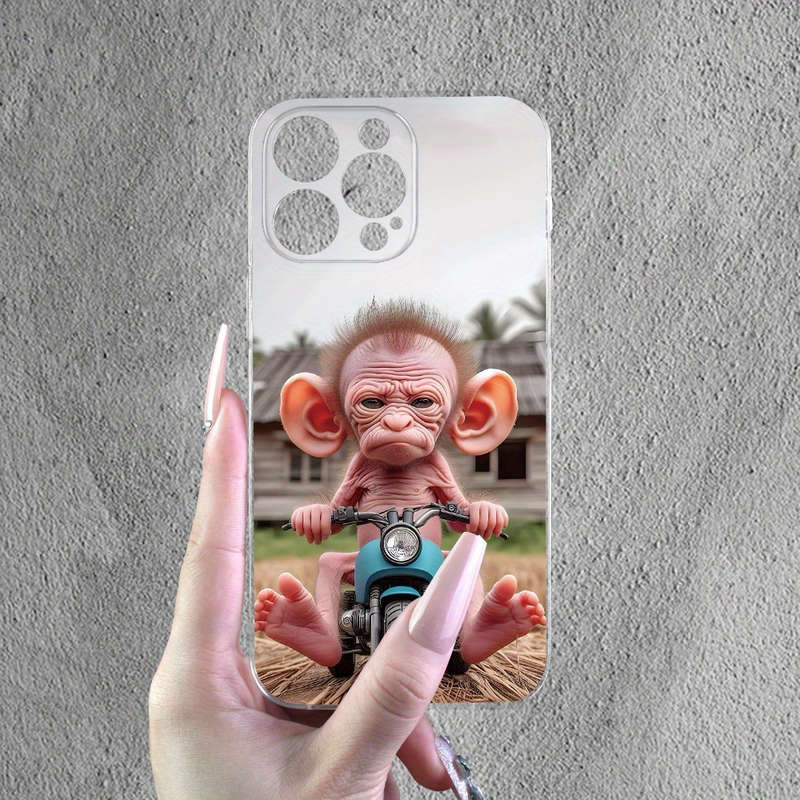 1Pc Transparent For iPhone XR Funny Cute Monkey Phone Case