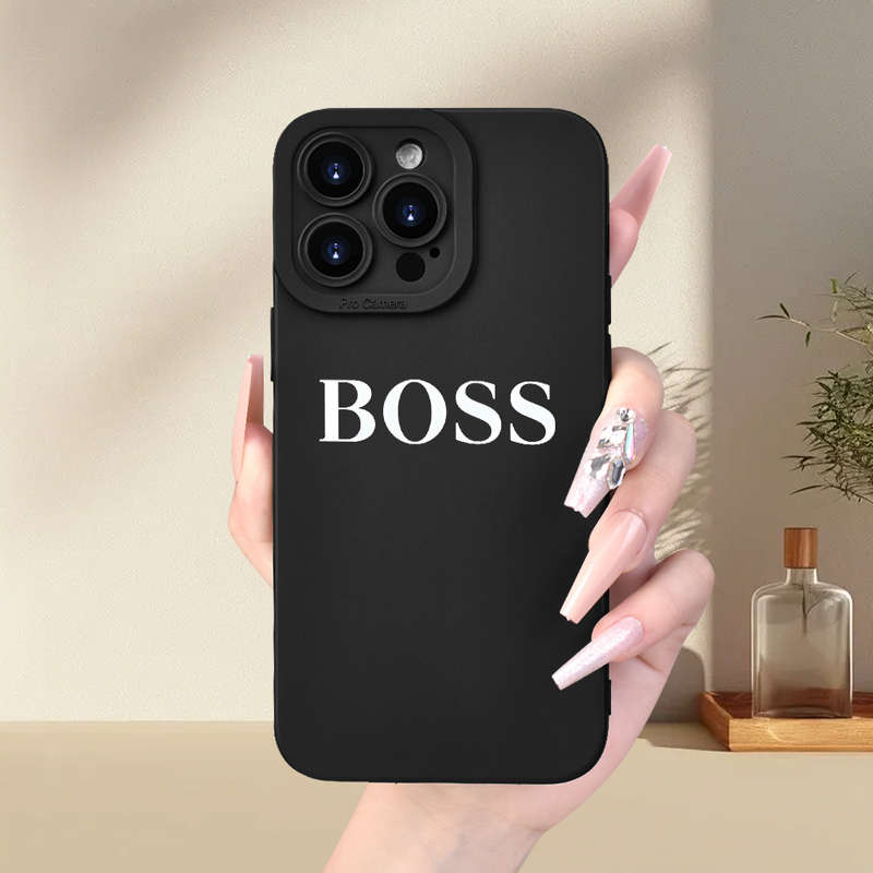 1Pc Black For iPhone XS Max BOSS Pattern Phone Case