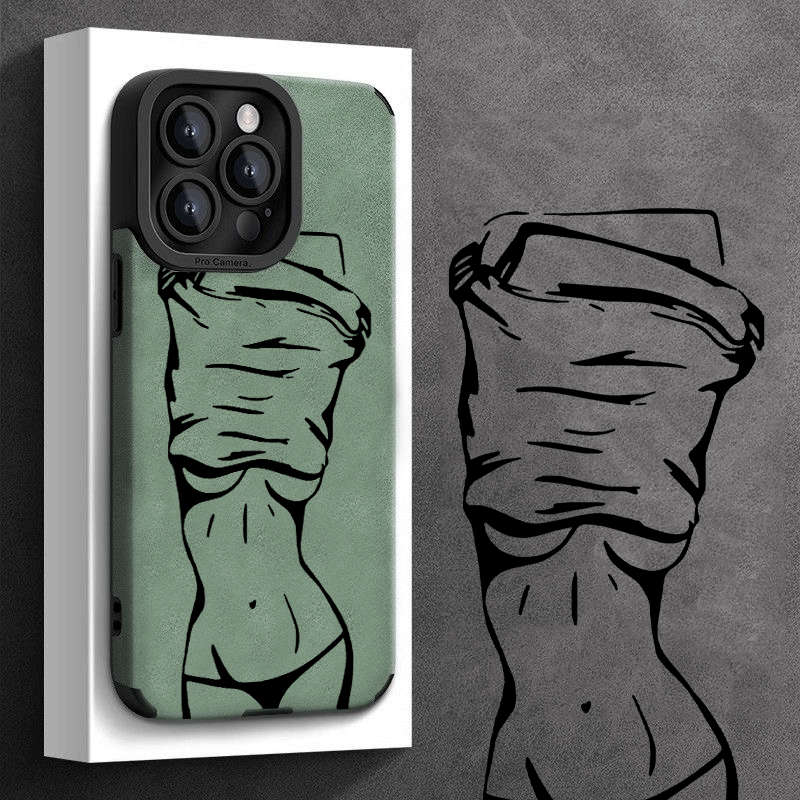 1Pc Blue For iPhone 14 Plus Sexy Goddess Pattern Phone Case