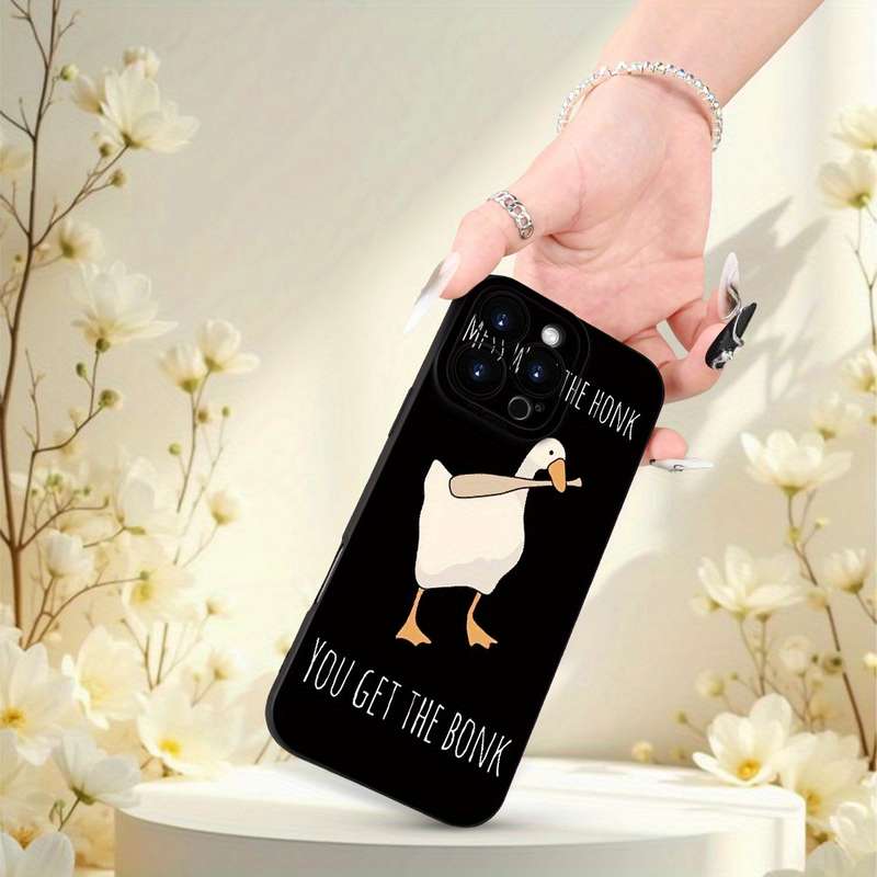 1Pc Black For iPhone XS Baseball Goose Pattern Phone Case