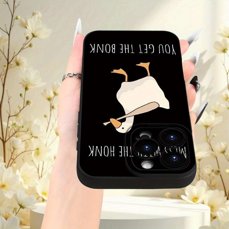 1Pc Black For iPhone XS Baseball Goose Pattern Phone Case