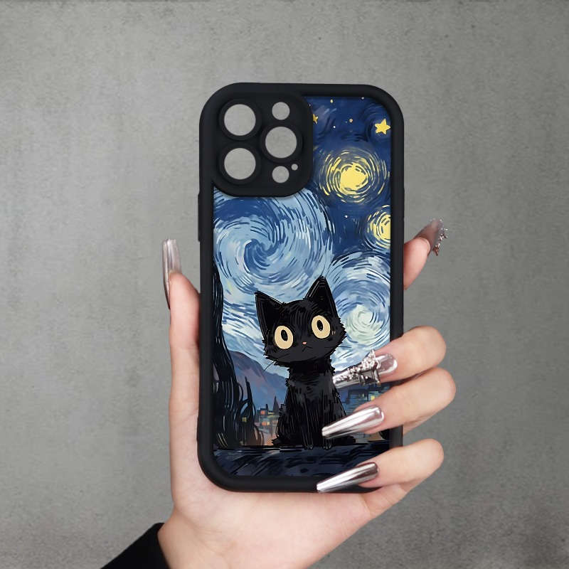1Pc Black For iPhone XR Cat Color Painting Phone Case