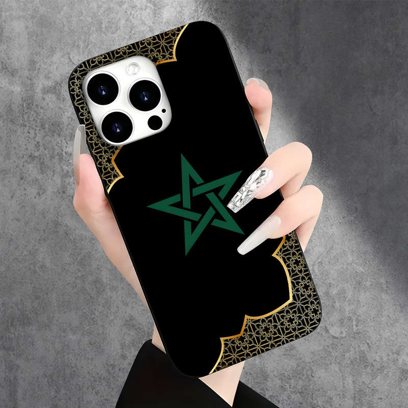 1Pc Black For iPhone 14 Pro Max Cartoon Pattern Phone Case