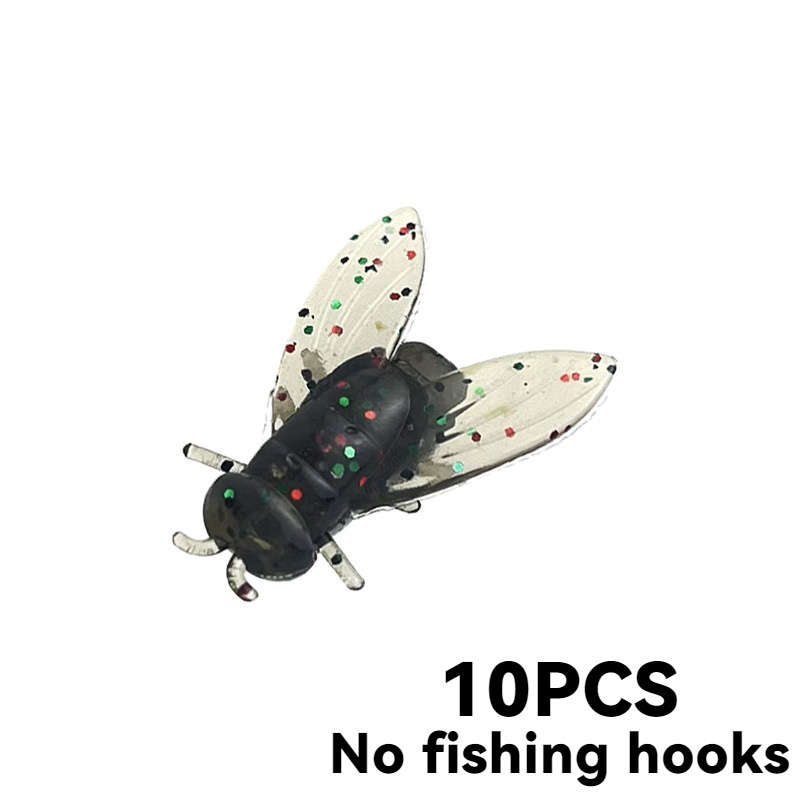 10pcs Bionic Fly Fishing Bait with Wings High-Quality PVC Popper Lures Artificial Insect Bai