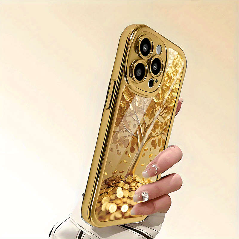 1Pc Golden For iPhone XR Gold Coin Tree Phone Case
