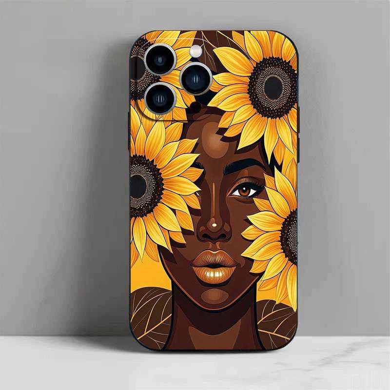 1Pc Black For iPhone 11 Pro Max African Lady TPU Phone Case