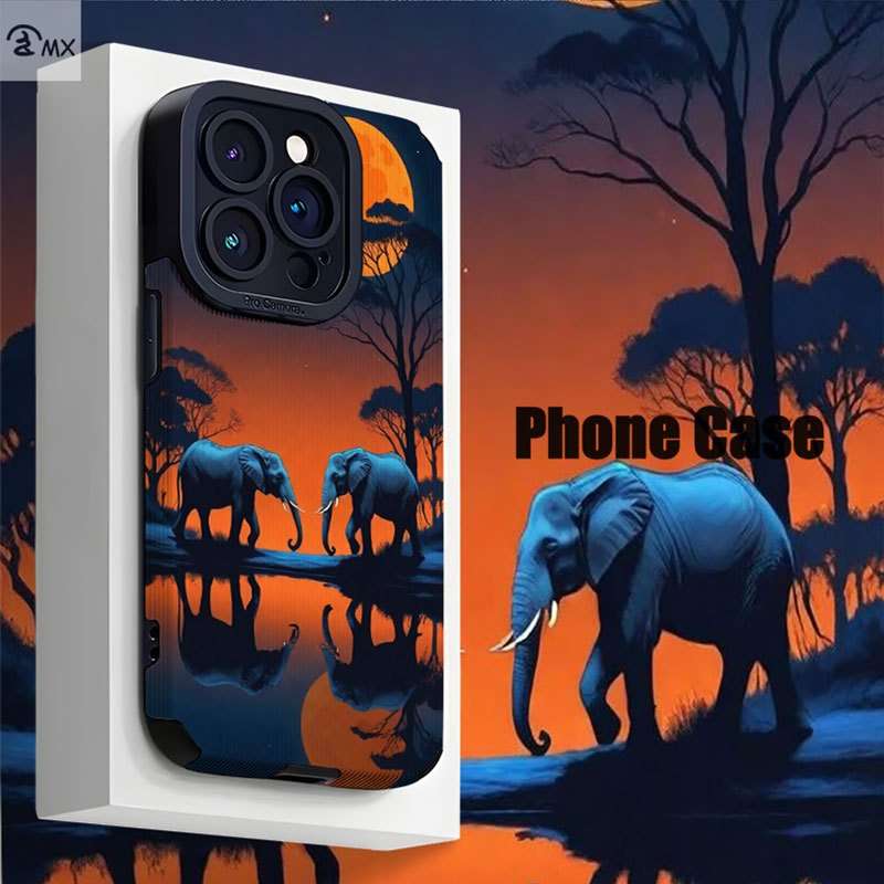 1Pc Mixed Color For iPhone 7 Plus 8 Plus Elephant African Sunset Phone Case
