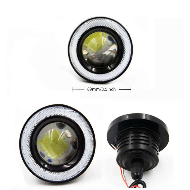 2pcs Car White LED Projector Angel Eyes Ring Light Lamp 3.5inch with Bracket Lamp